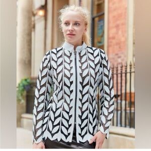 Joseph Ribkoff Black & White Faux leather jacket size Small